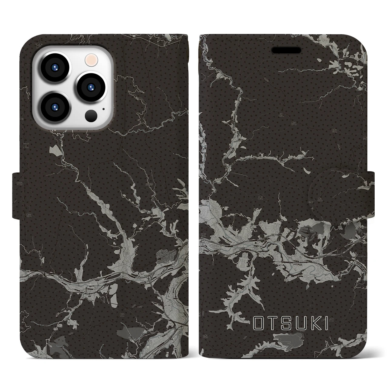 【大月(山梨県)】地図柄iPhoneケース(手帳タイプ)