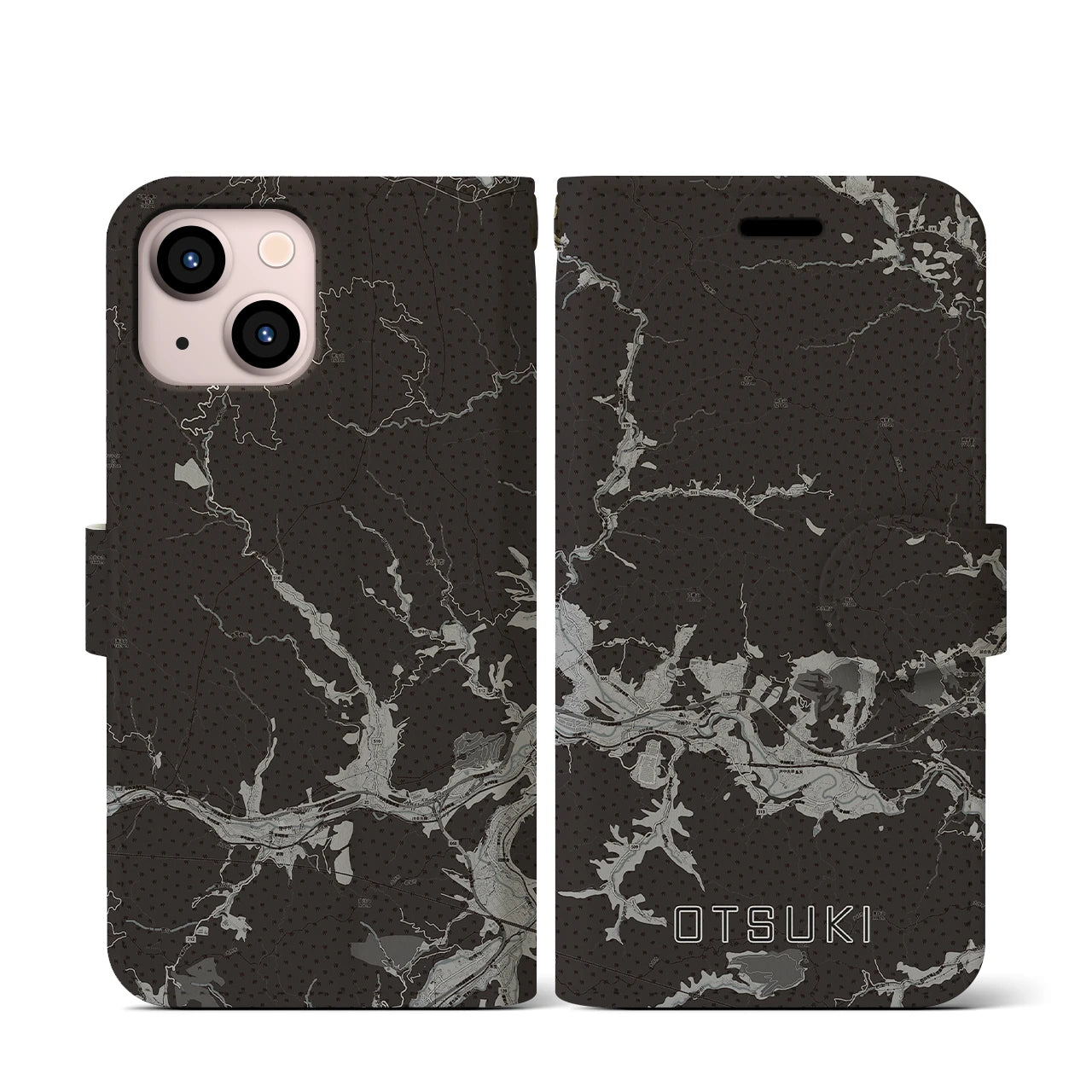 【大月(山梨県)】地図柄iPhoneケース(手帳タイプ)