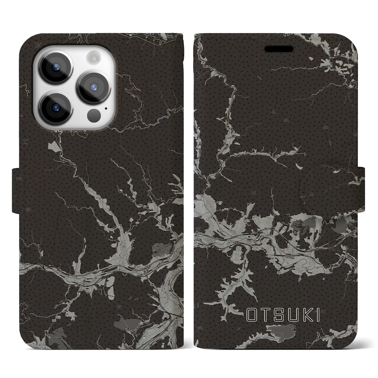 【大月(山梨県)】地図柄iPhoneケース(手帳タイプ)