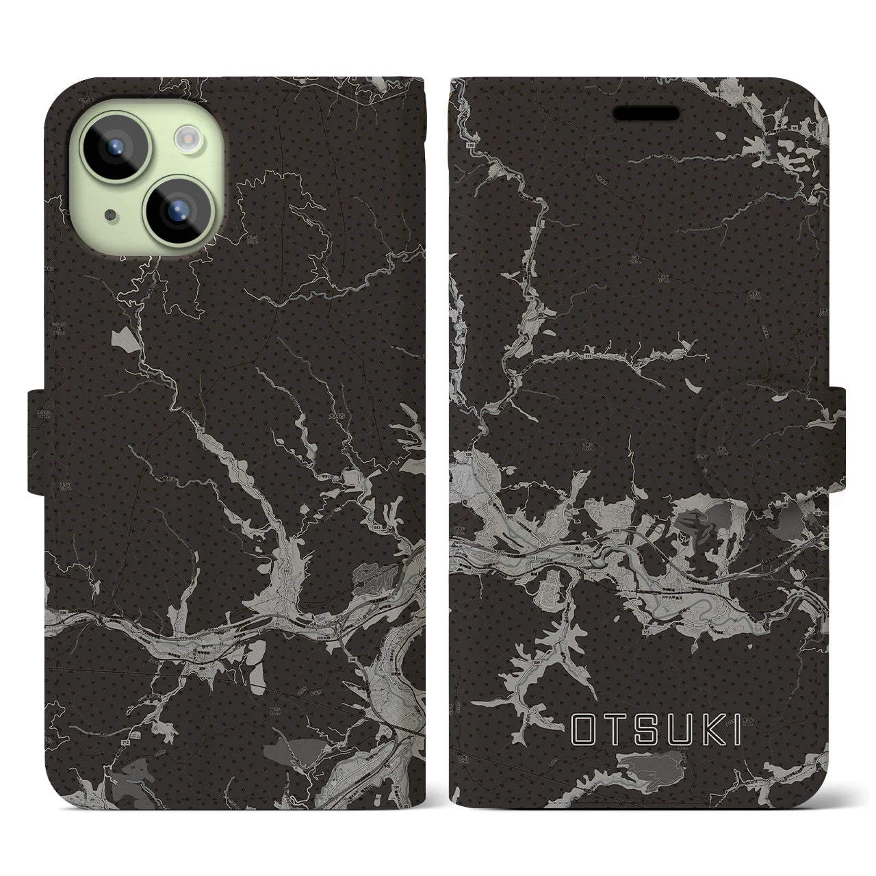 【大月(山梨県)】地図柄iPhoneケース(手帳タイプ)