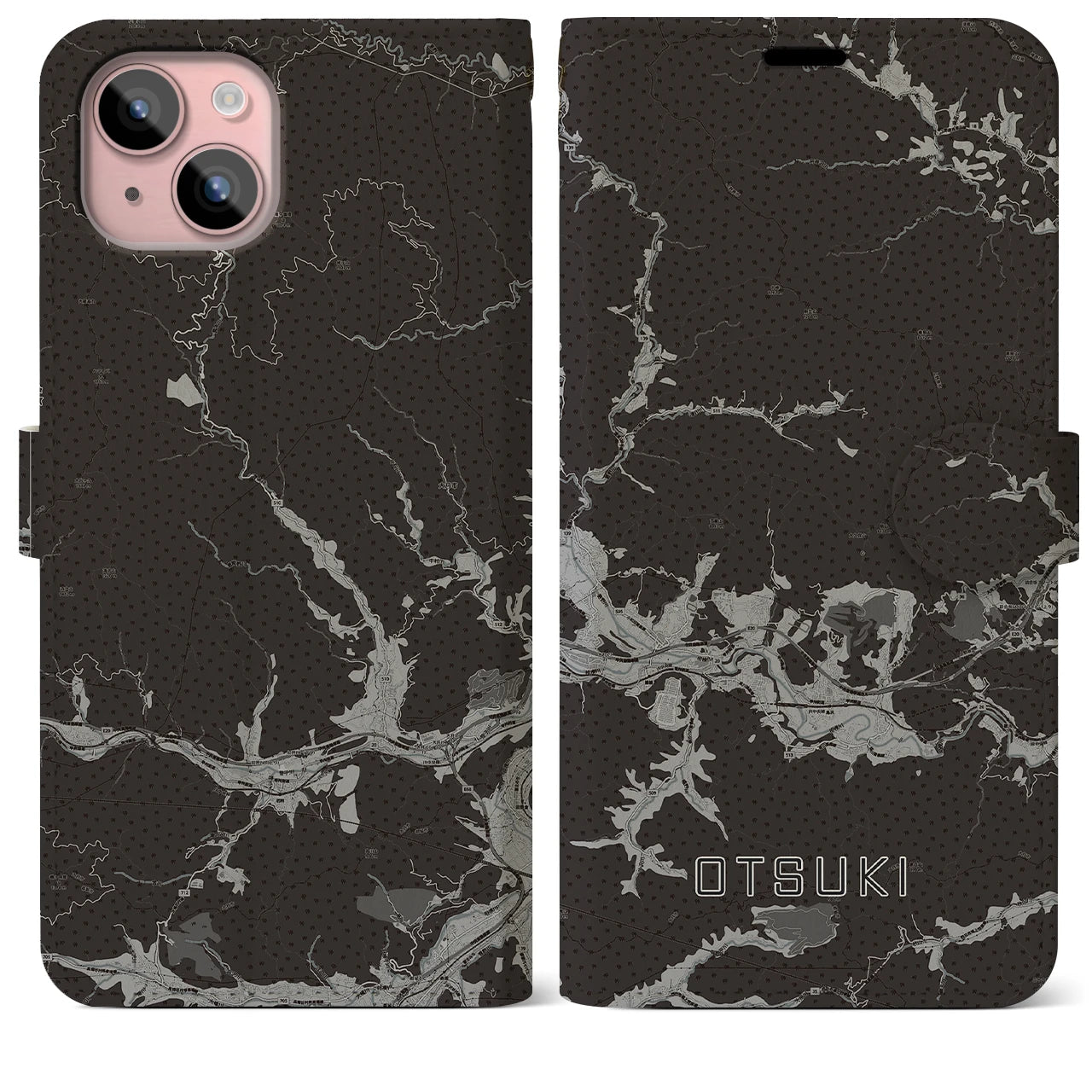 【大月(山梨県)】地図柄iPhoneケース(手帳タイプ)