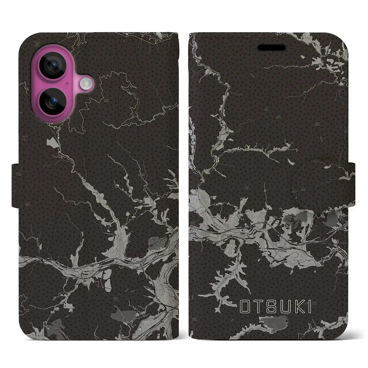 【大月(山梨県)】地図柄iPhoneケース(手帳タイプ)