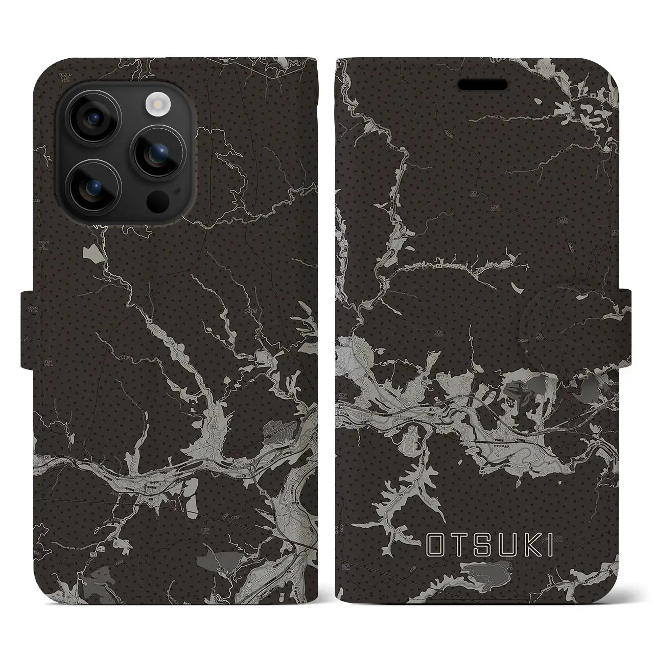 【大月(山梨県)】地図柄iPhoneケース(手帳タイプ)