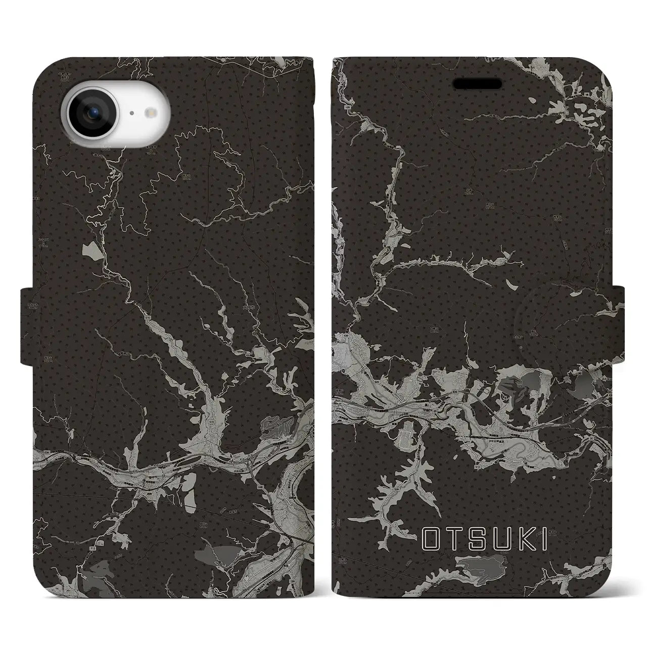 【大月(山梨県)】地図柄iPhoneケース(手帳タイプ)