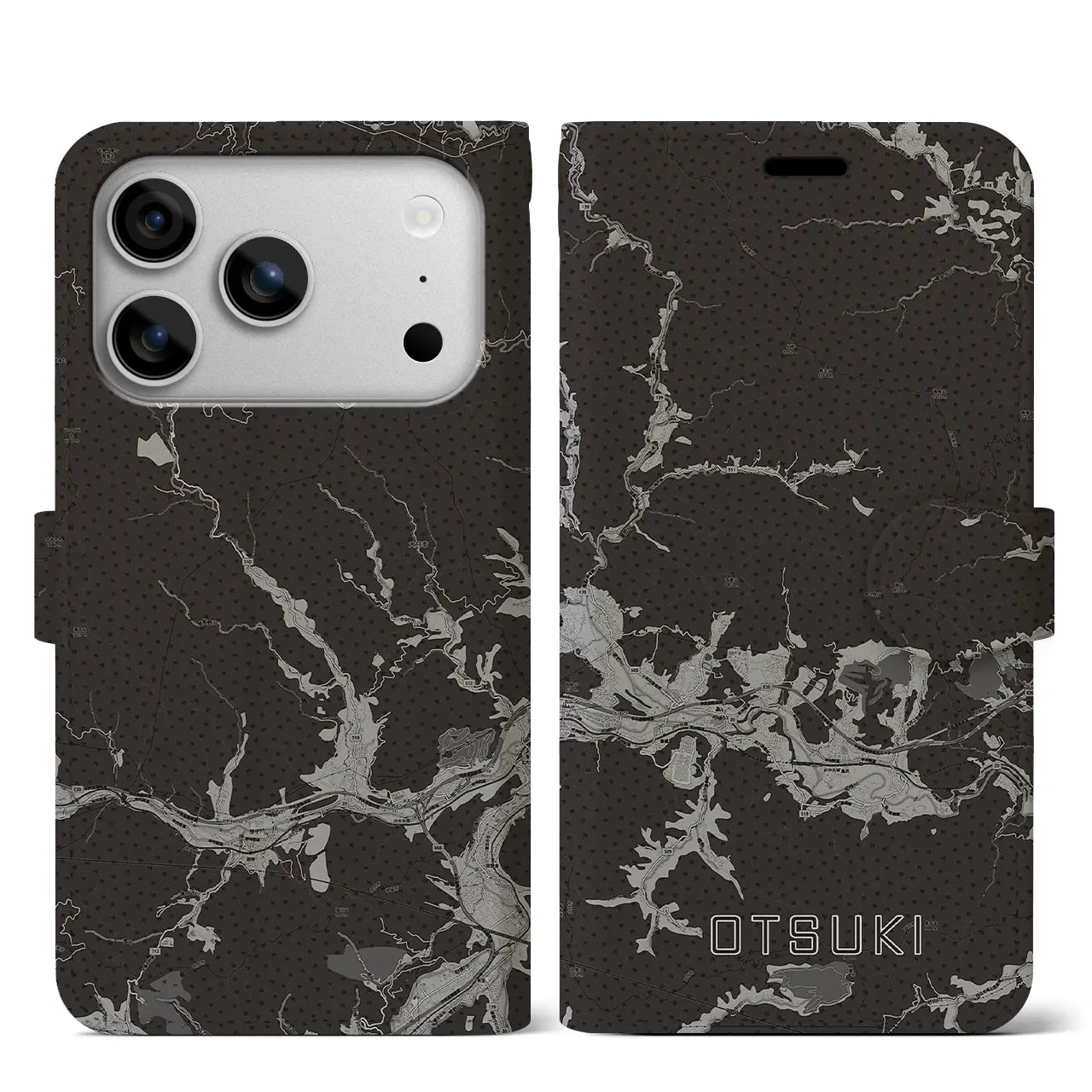 【大月(山梨県)】地図柄iPhoneケース(手帳タイプ)