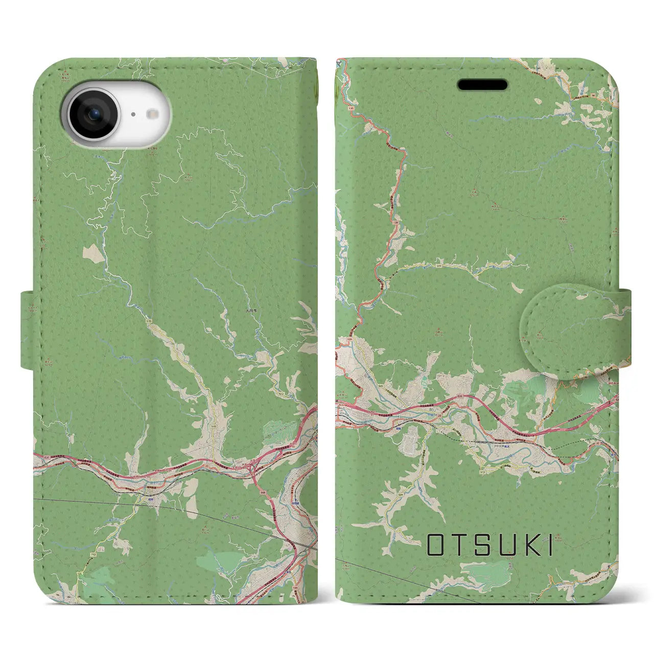 【大月(山梨県)】地図柄iPhoneケース(手帳タイプ)