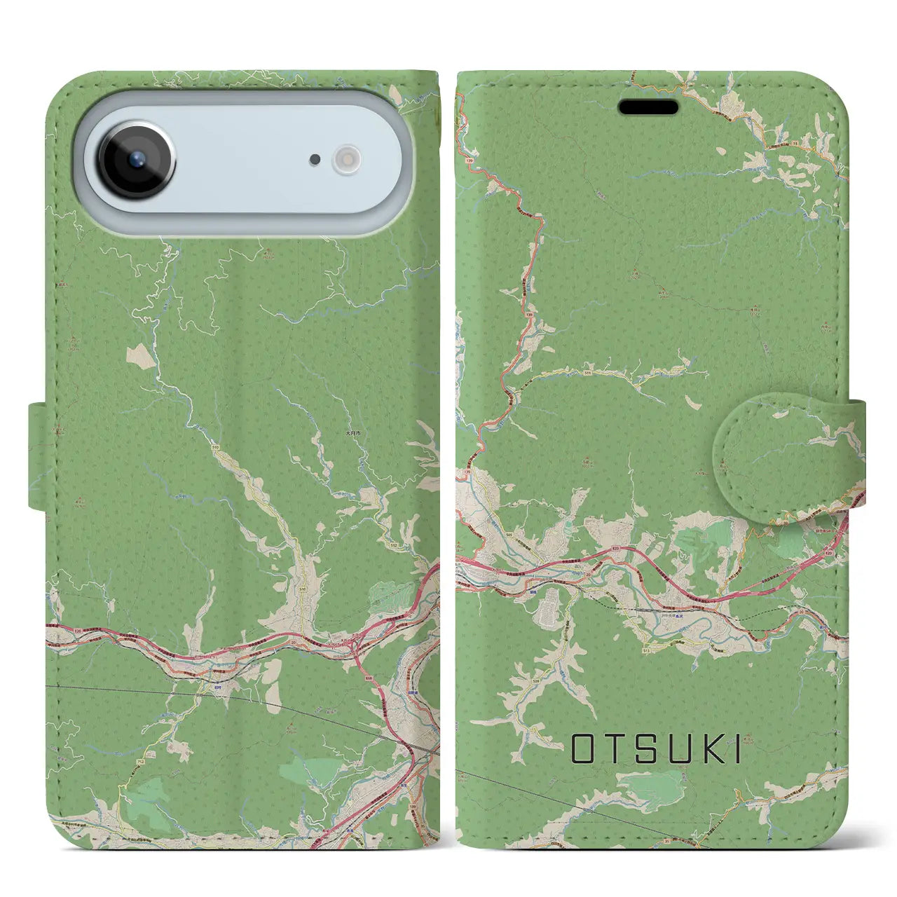 【大月(山梨県)】地図柄iPhoneケース(手帳タイプ)