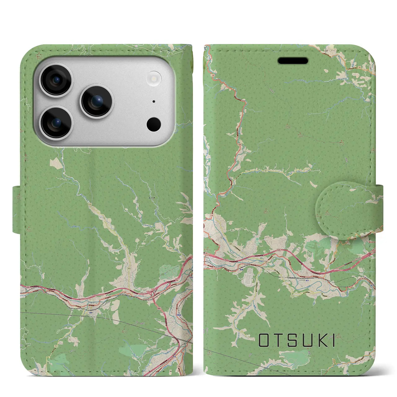 【大月(山梨県)】地図柄iPhoneケース(手帳タイプ)