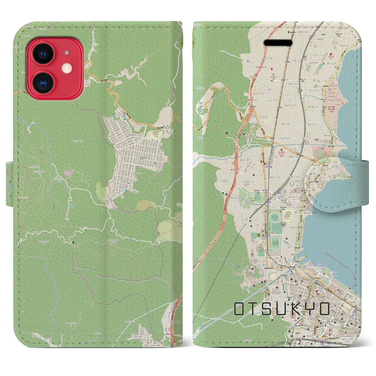 【大津京(滋賀県)】地図柄iPhoneケース(手帳タイプ)ナチュラル・iPhone 11 用