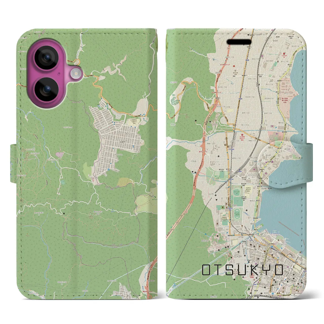 【大津京(滋賀県)】地図柄iPhoneケース(手帳タイプ)
