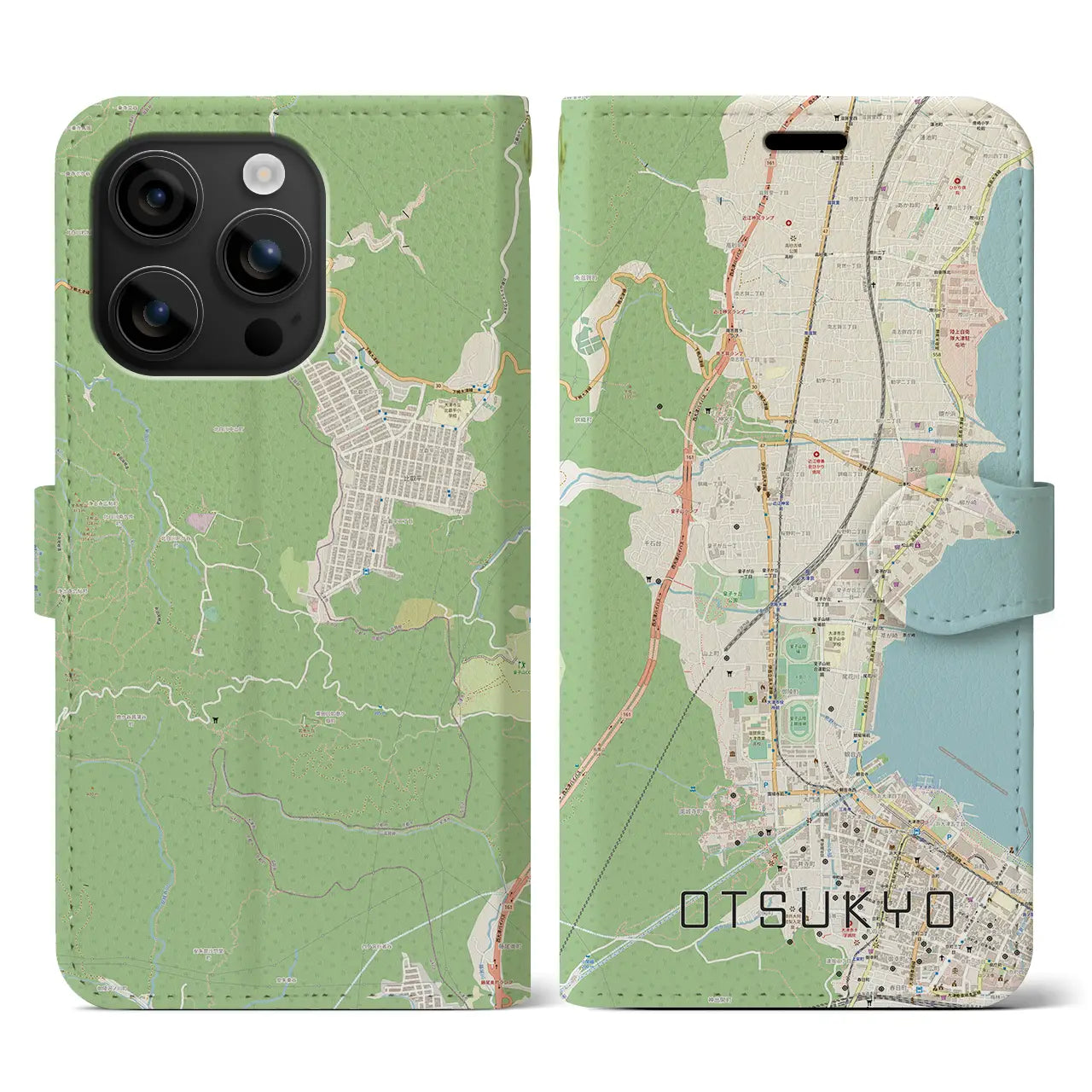 【大津京(滋賀県)】地図柄iPhoneケース(手帳タイプ)ナチュラル・iPhone 16 用