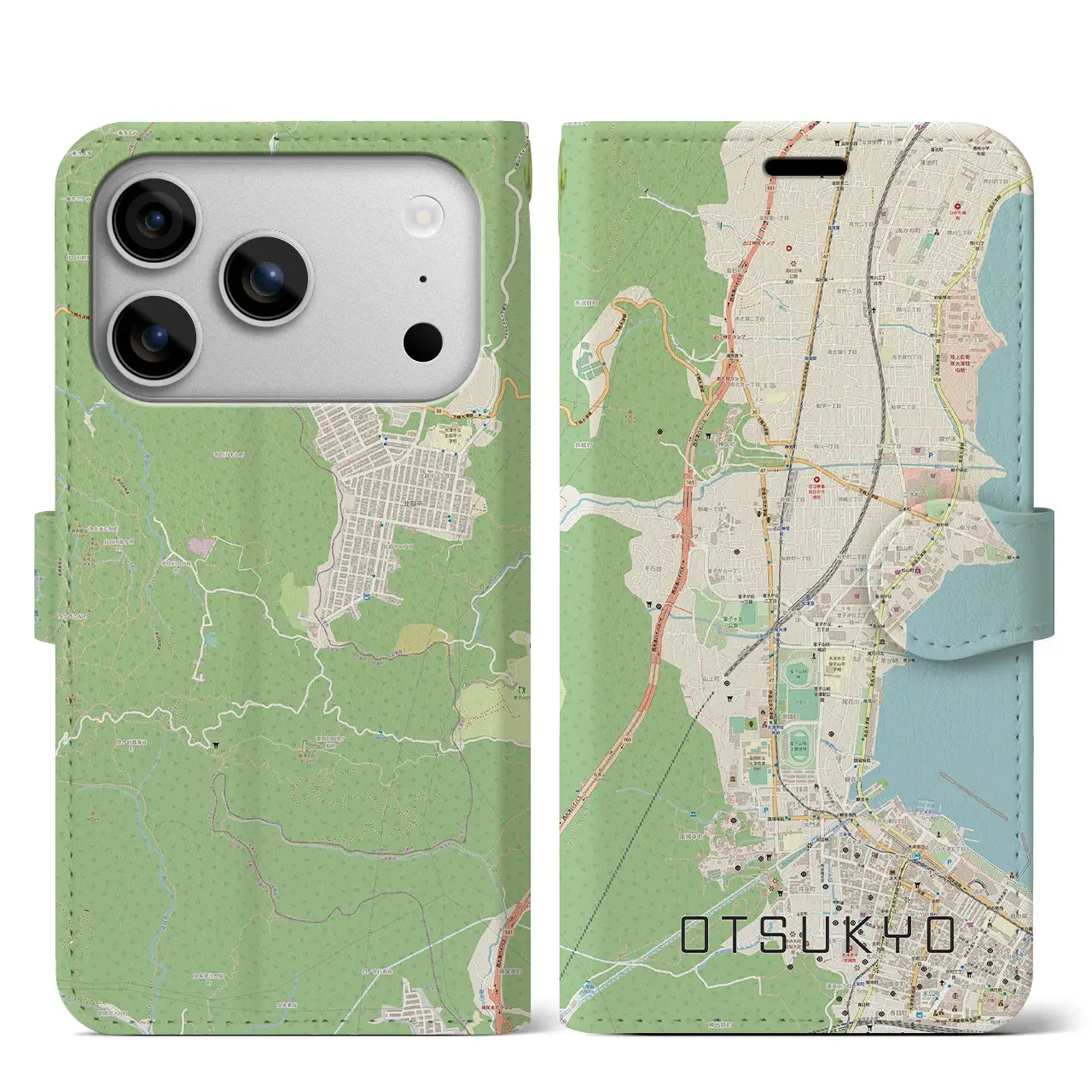 【大津京(滋賀県)】地図柄iPhoneケース(手帳タイプ)ナチュラル・iPhone 17 Pro Max 用