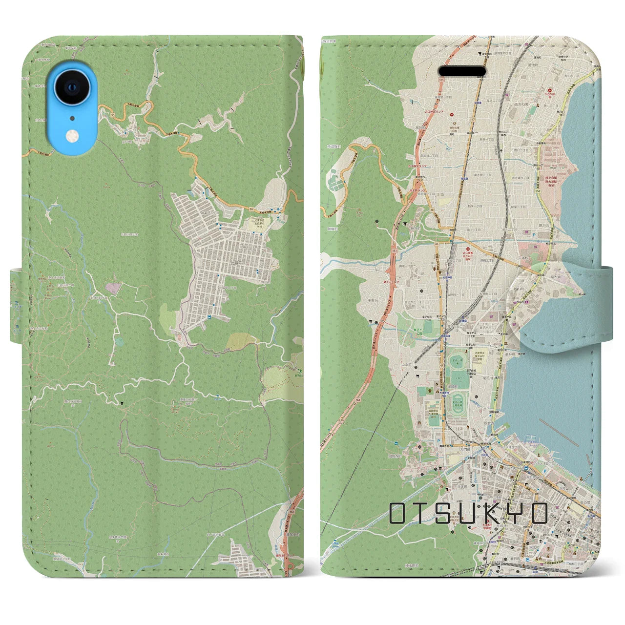 【大津京(滋賀県)】地図柄iPhoneケース(手帳タイプ)ナチュラル・iPhone XR 用