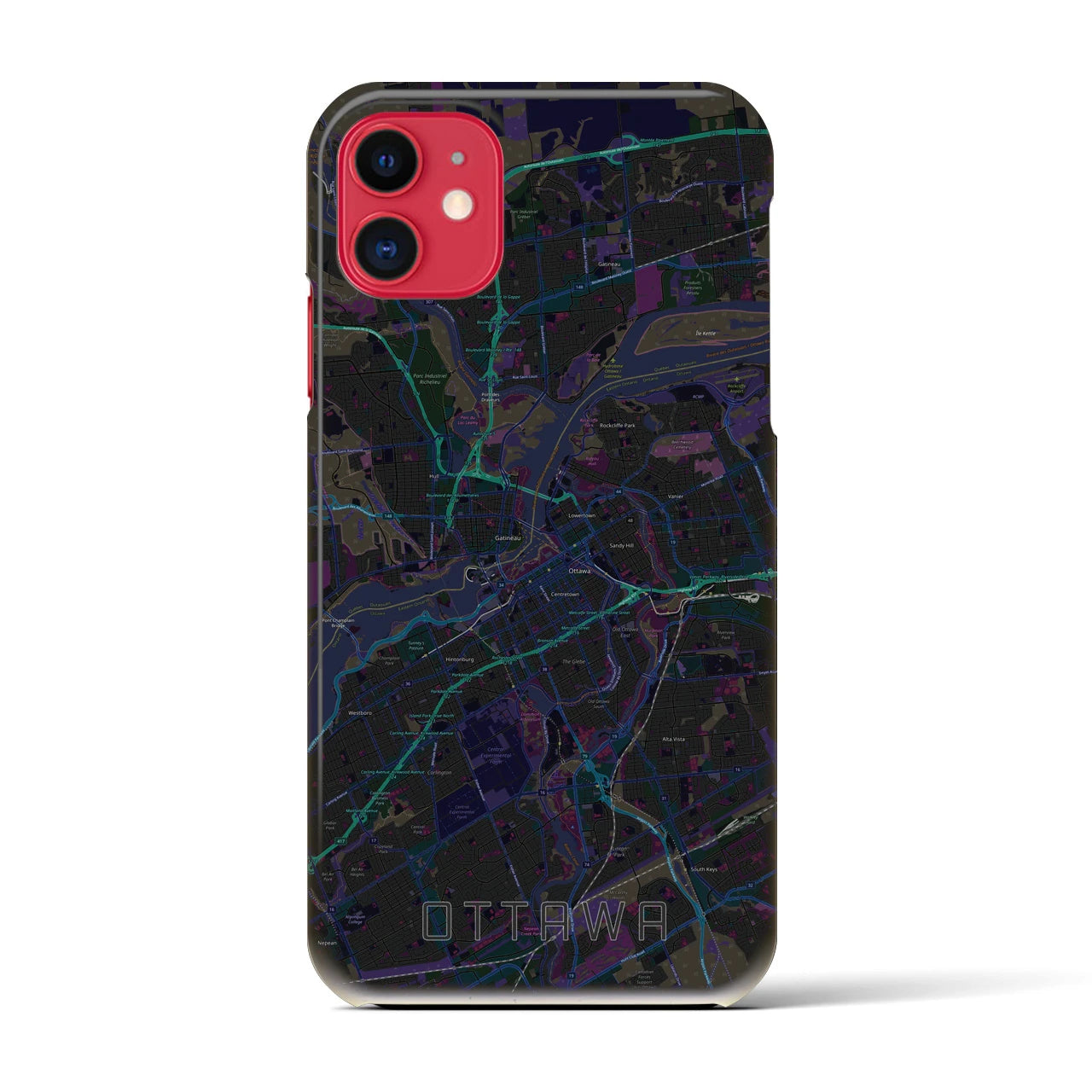 【オタワ(カナダ)】地図柄iPhoneケース(バックカバータイプ)