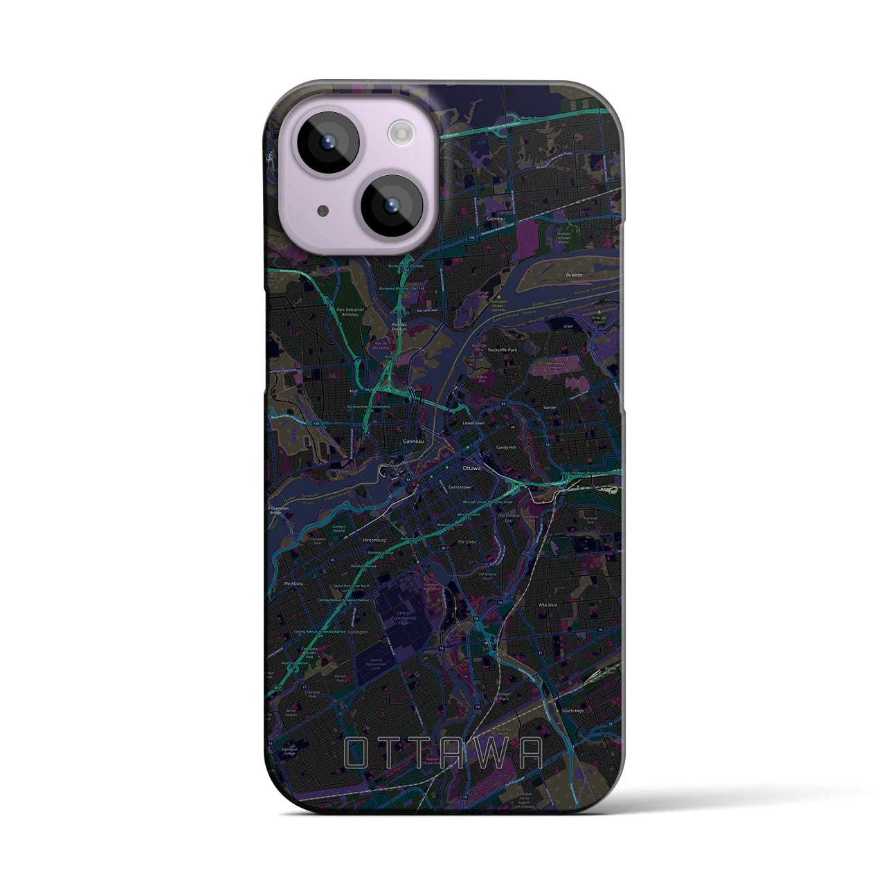 【オタワ(カナダ)】地図柄iPhoneケース(バックカバータイプ)