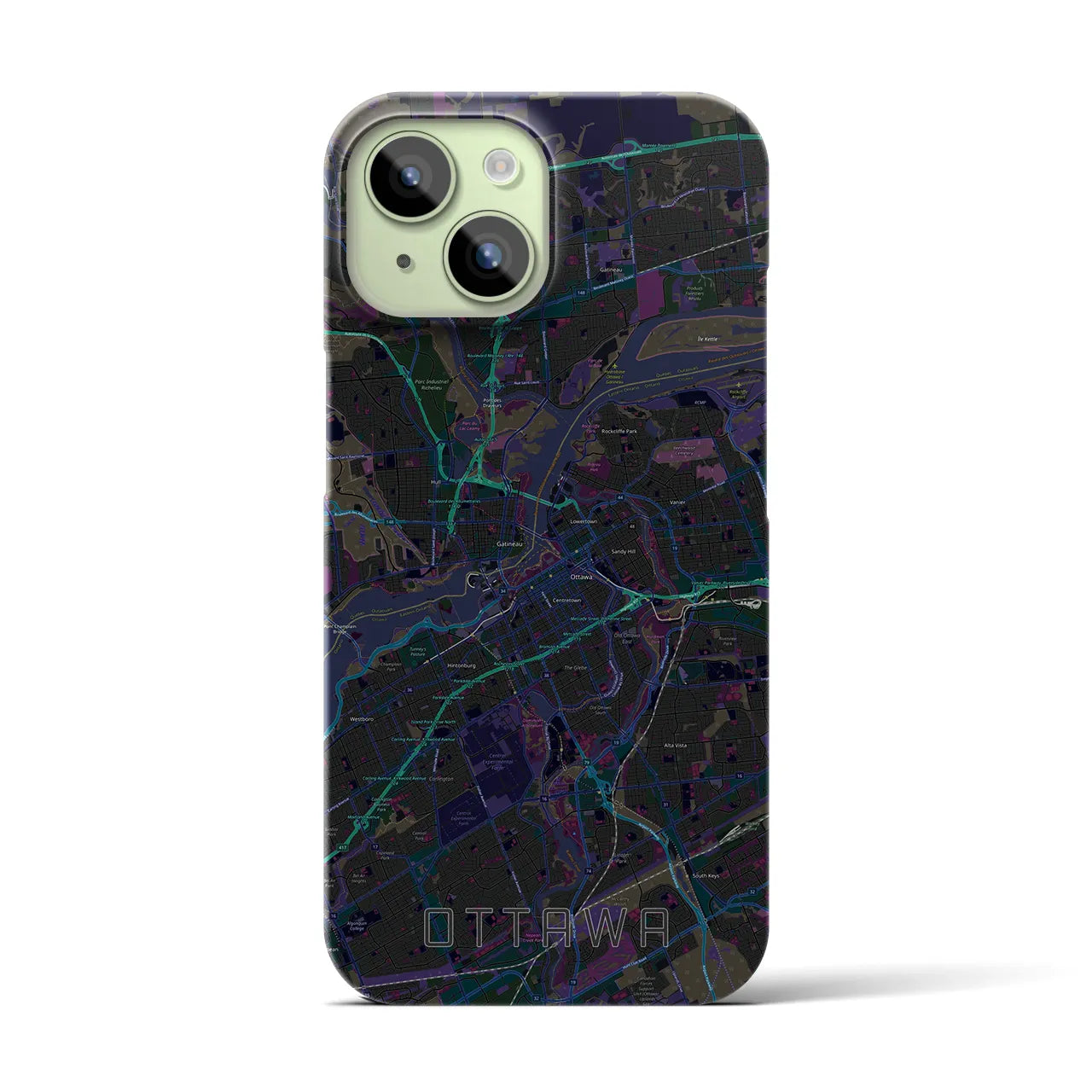【オタワ(カナダ)】地図柄iPhoneケース(バックカバータイプ)