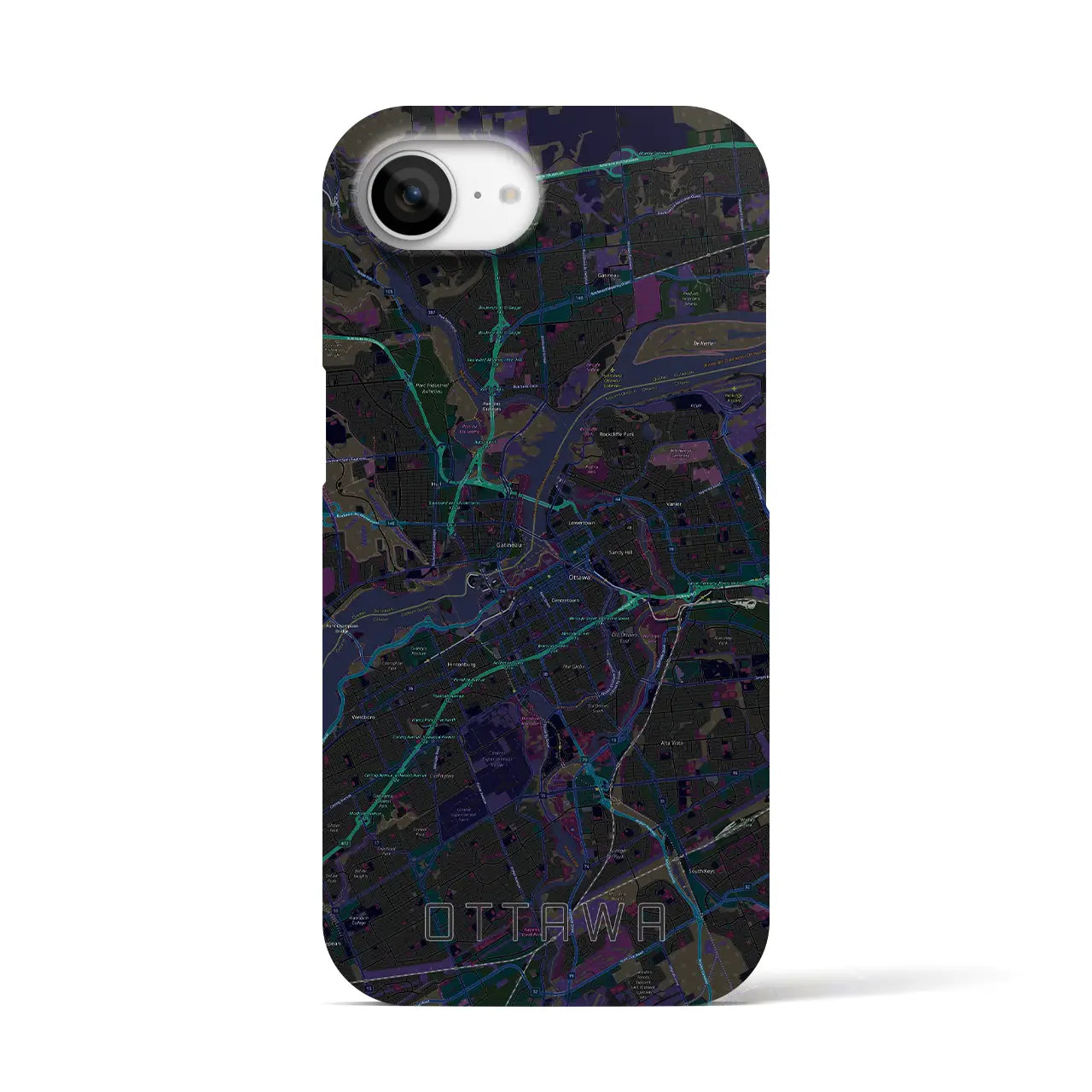 【オタワ(カナダ)】地図柄iPhoneケース(バックカバータイプ)