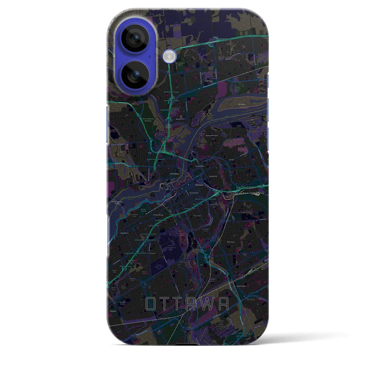 【オタワ(カナダ)】地図柄iPhoneケース(バックカバータイプ)