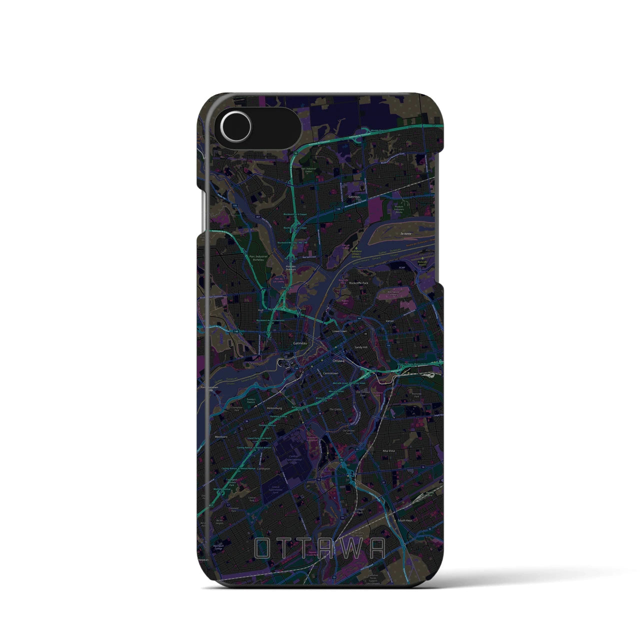 【オタワ(カナダ)】地図柄iPhoneケース(バックカバータイプ)