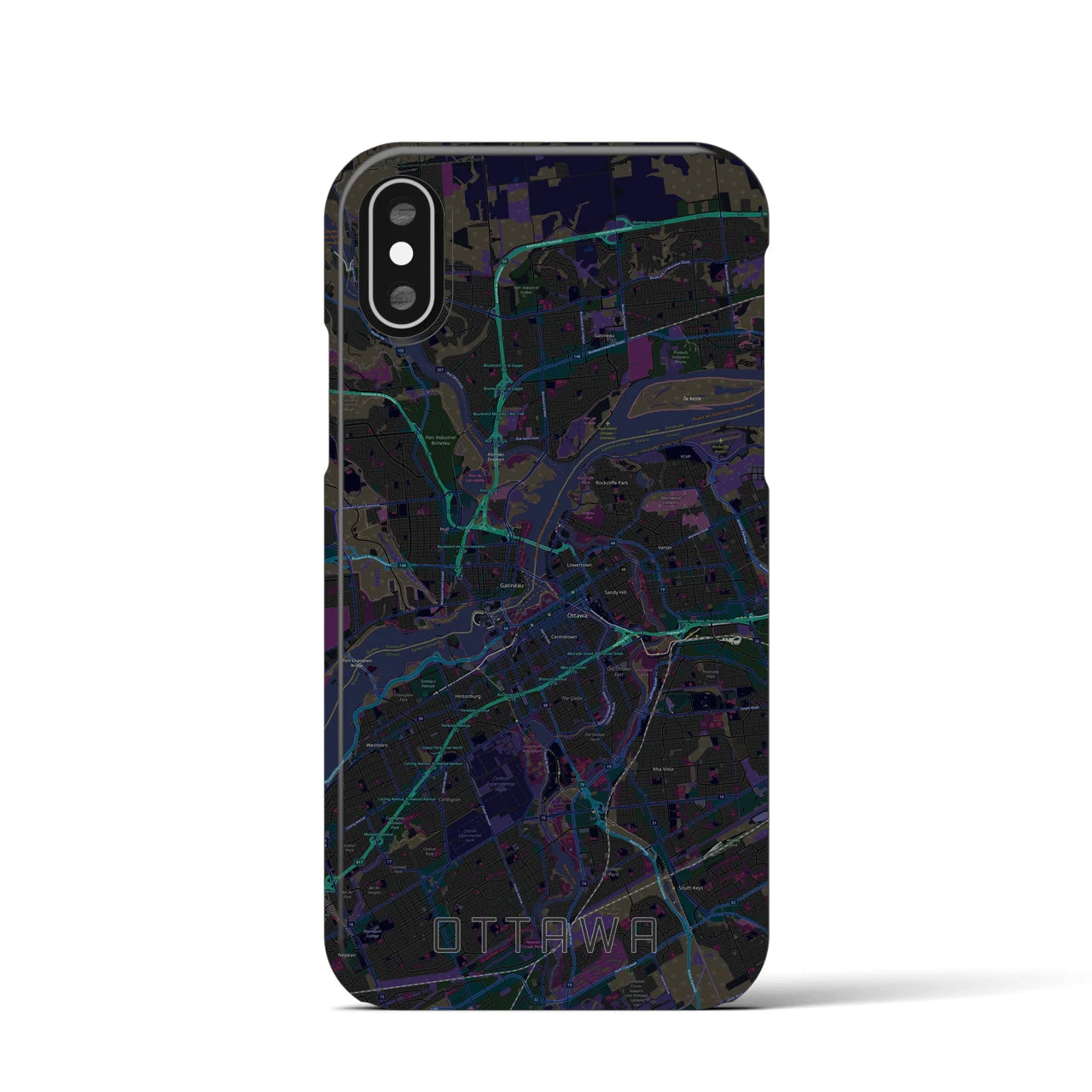 【オタワ(カナダ)】地図柄iPhoneケース(バックカバータイプ)