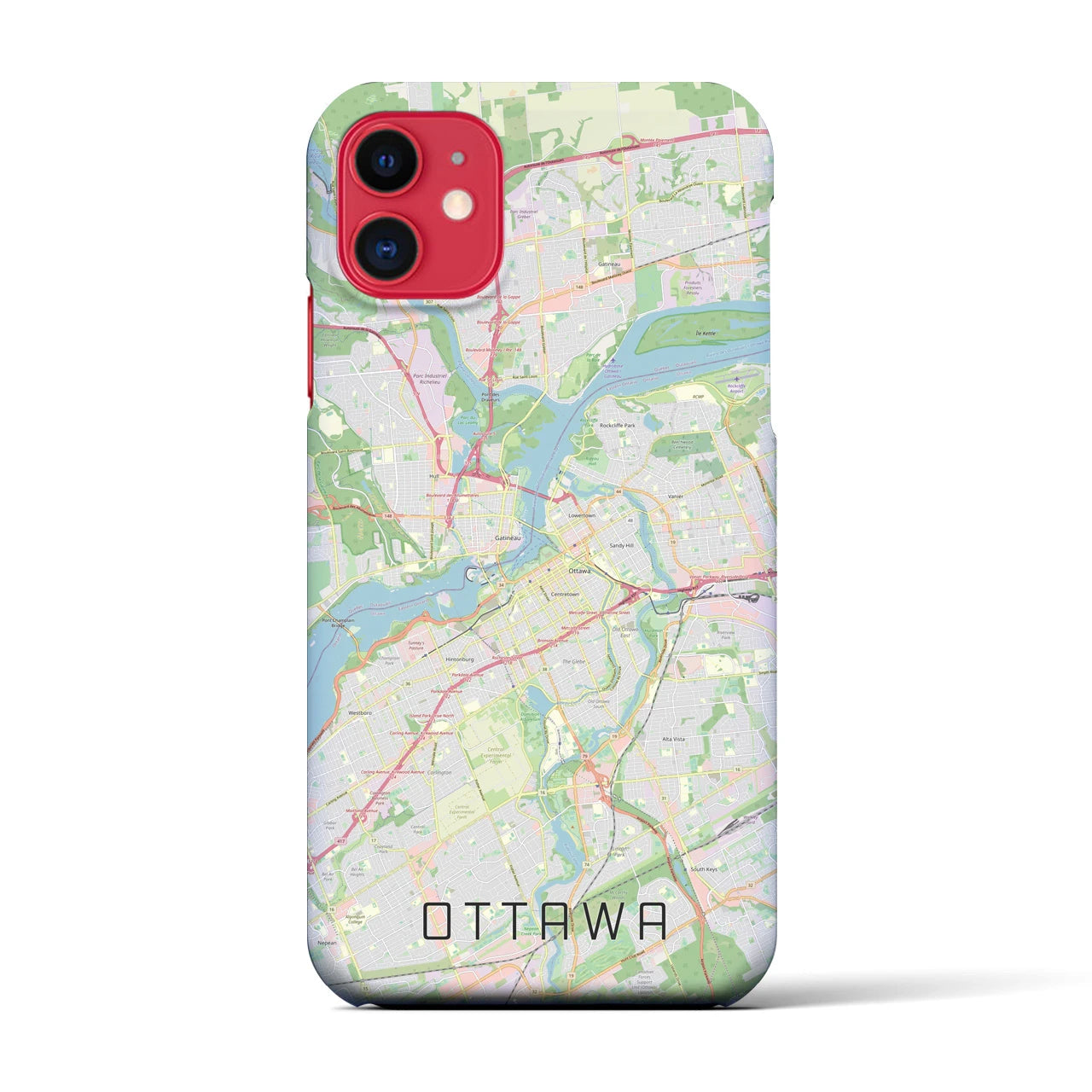 【オタワ(カナダ)】地図柄iPhoneケース(バックカバータイプ)