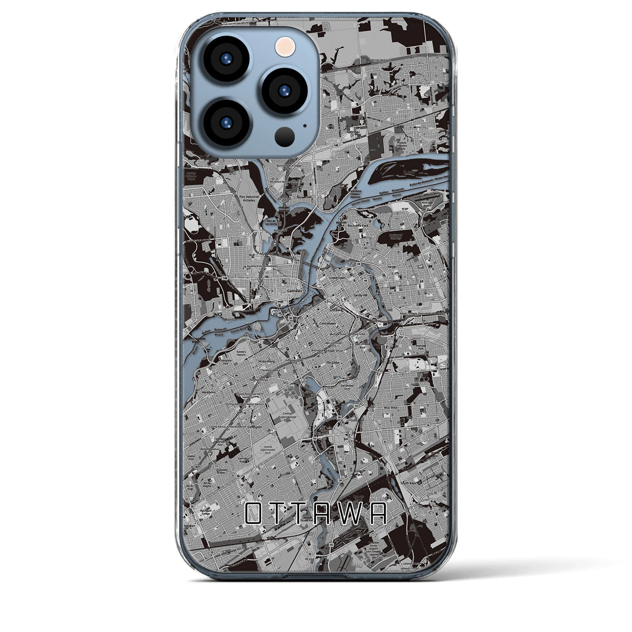 【オタワ(カナダ)】地図柄iPhoneケース(クリアタイプ)