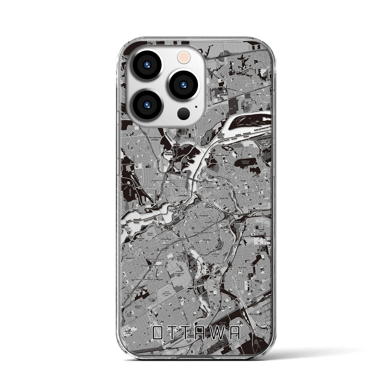 【オタワ(カナダ)】地図柄iPhoneケース(クリアタイプ)