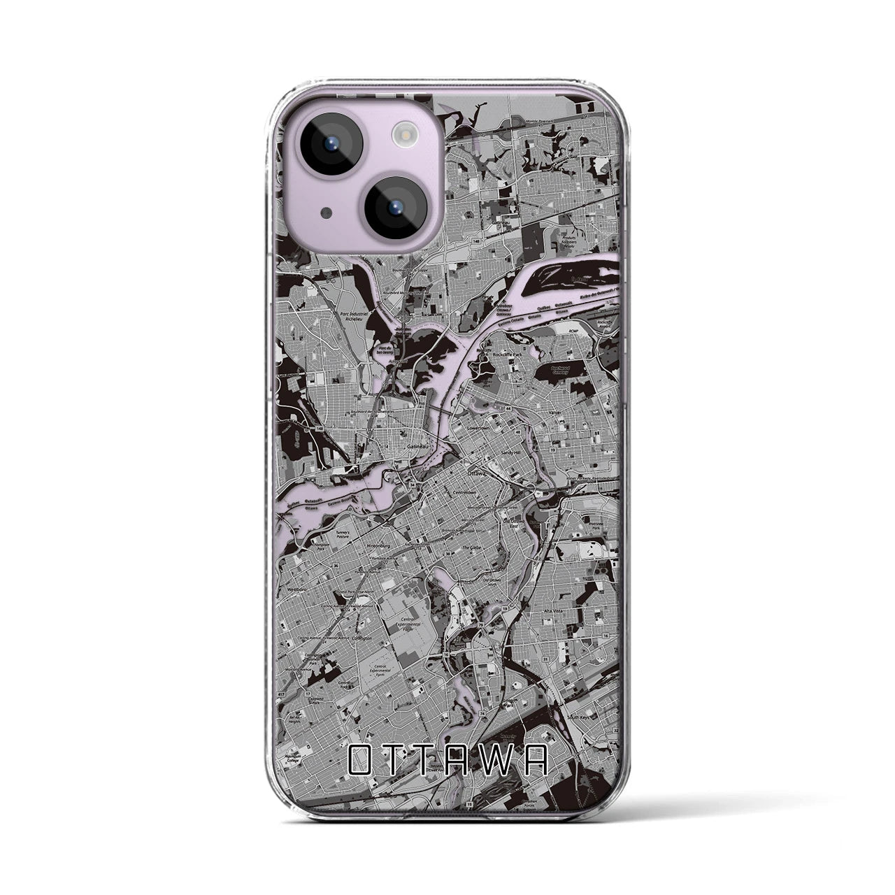 【オタワ(カナダ)】地図柄iPhoneケース(クリアタイプ)