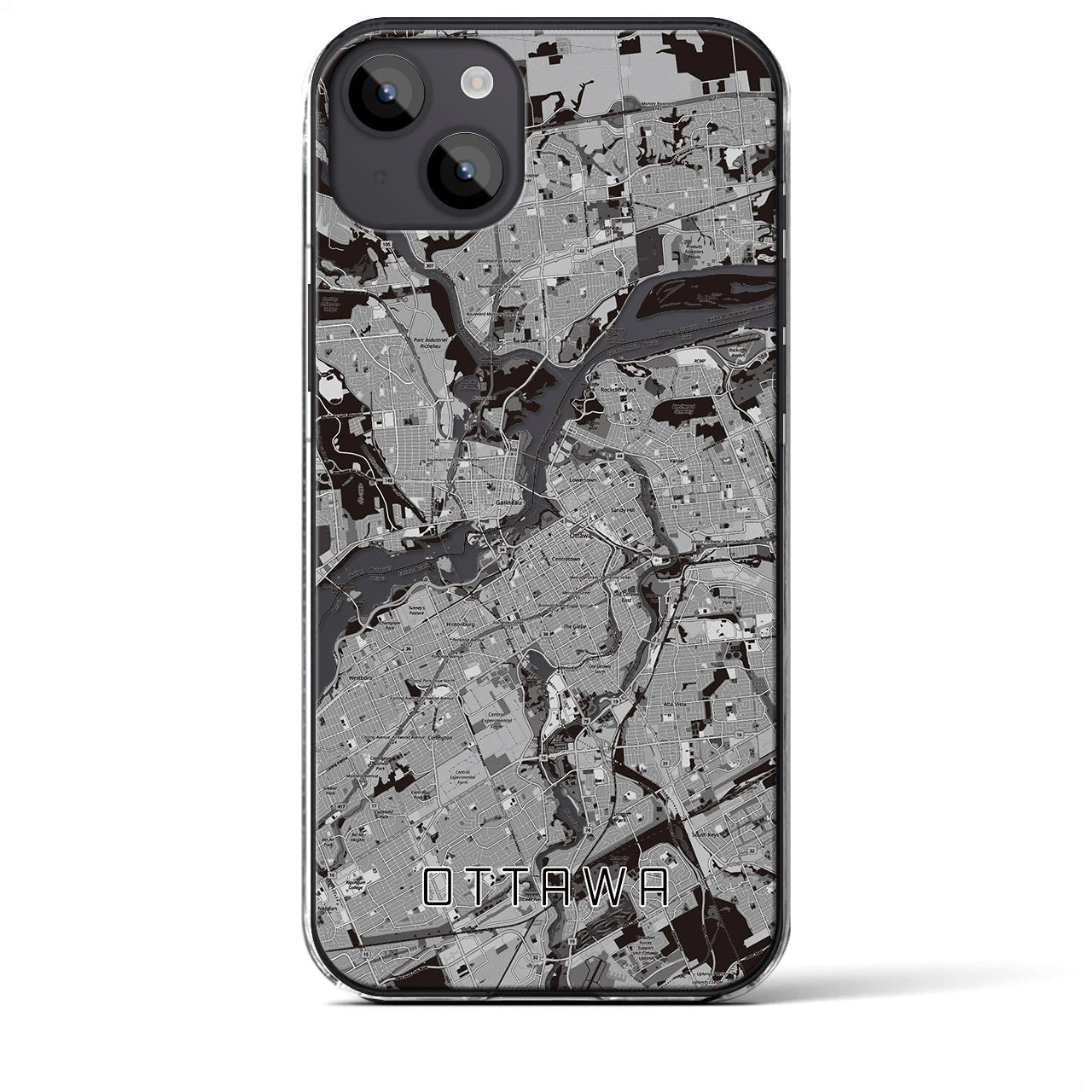 【オタワ(カナダ)】地図柄iPhoneケース(クリアタイプ)