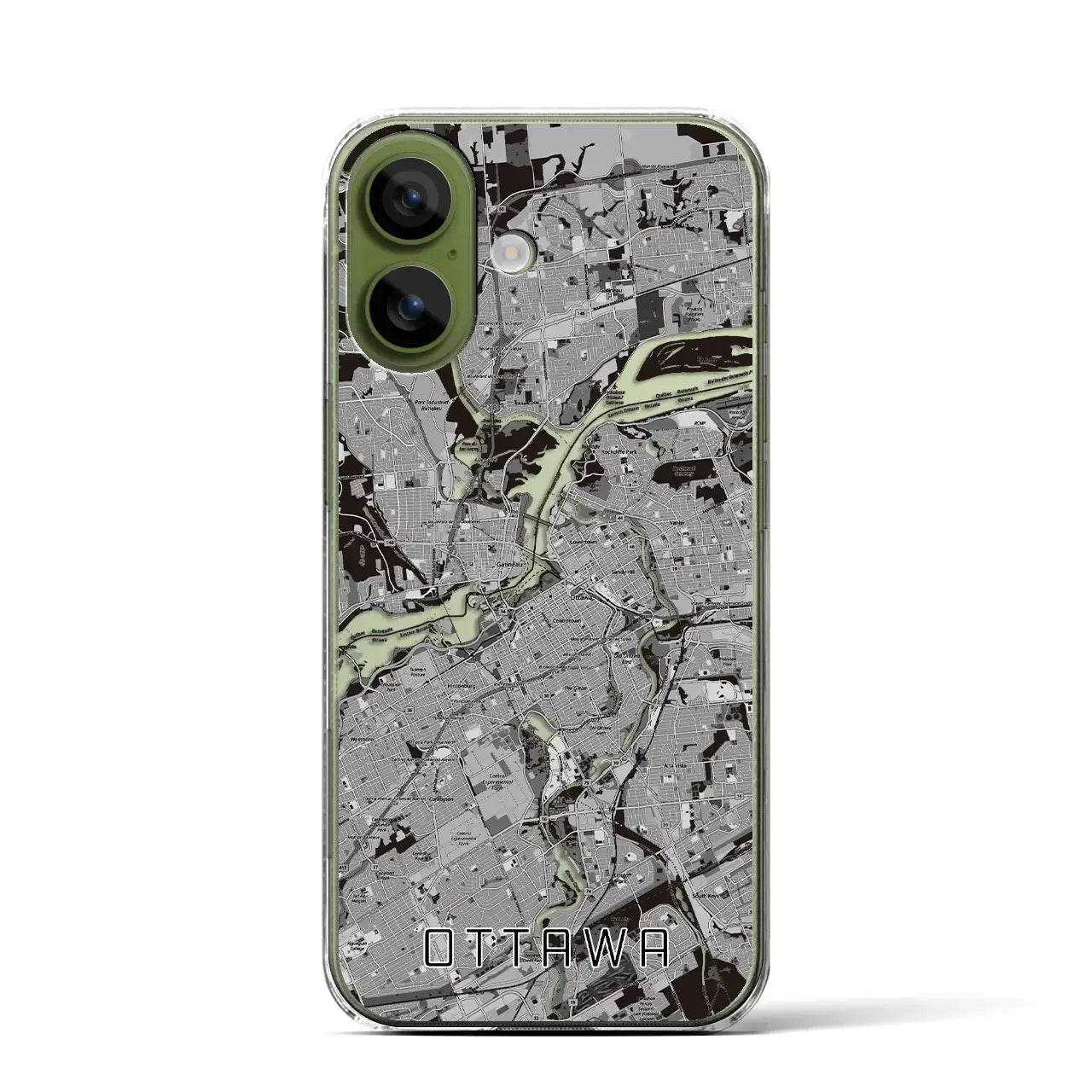 【オタワ(カナダ)】地図柄iPhoneケース(クリアタイプ)