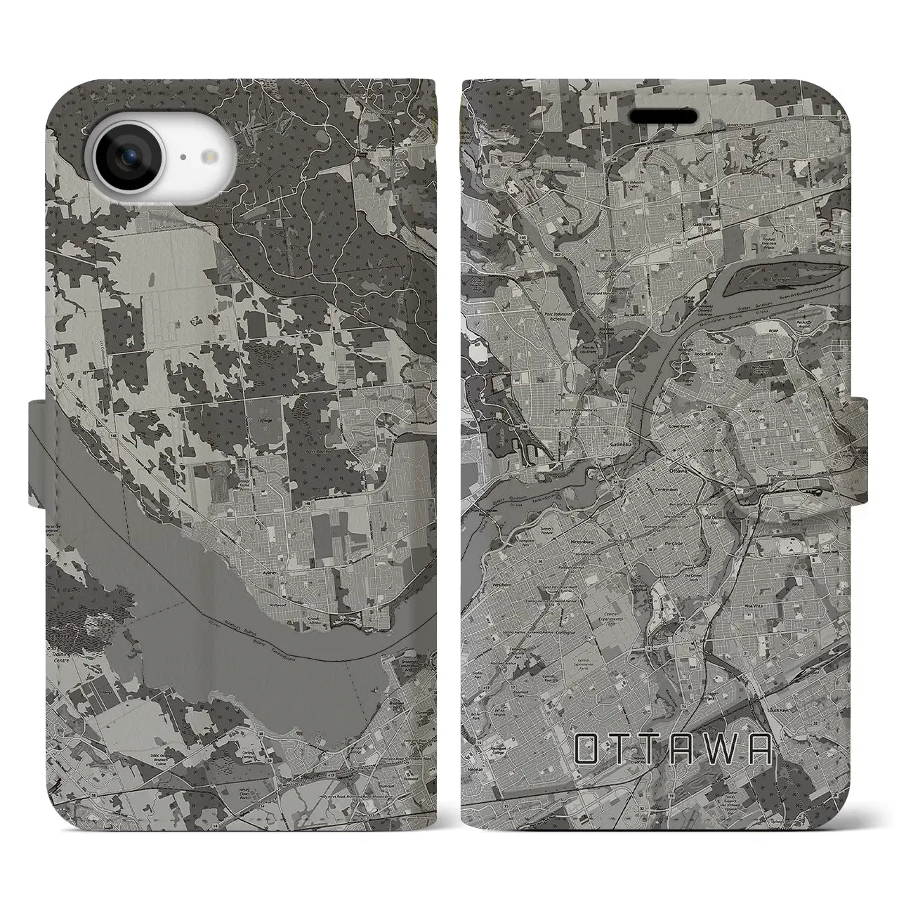 【オタワ(カナダ)】地図柄iPhoneケース(手帳タイプ)