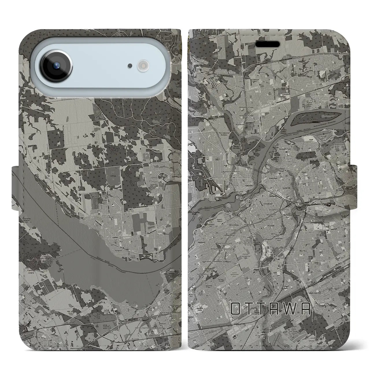 【オタワ(カナダ)】地図柄iPhoneケース(手帳タイプ)