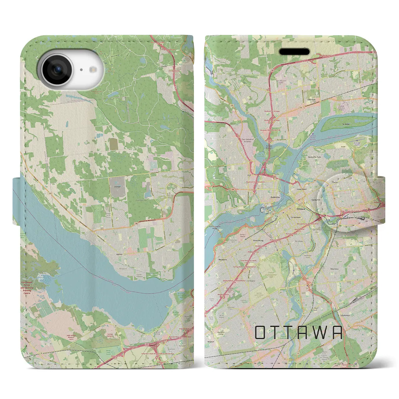 【オタワ(カナダ)】地図柄iPhoneケース(手帳タイプ)