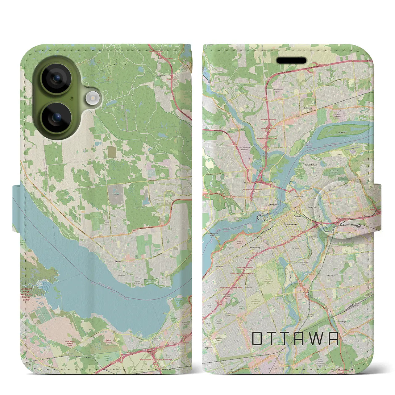 【オタワ(カナダ)】地図柄iPhoneケース(手帳タイプ)