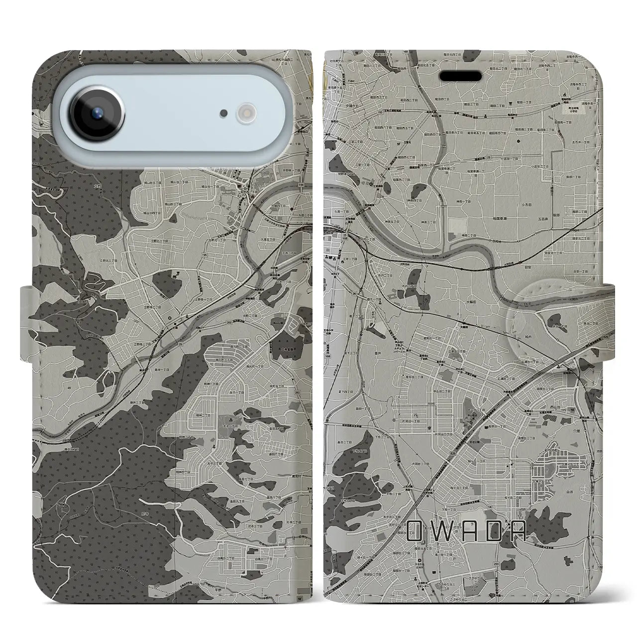 【大輪田(奈良県)】地図柄iPhoneケース(手帳タイプ)