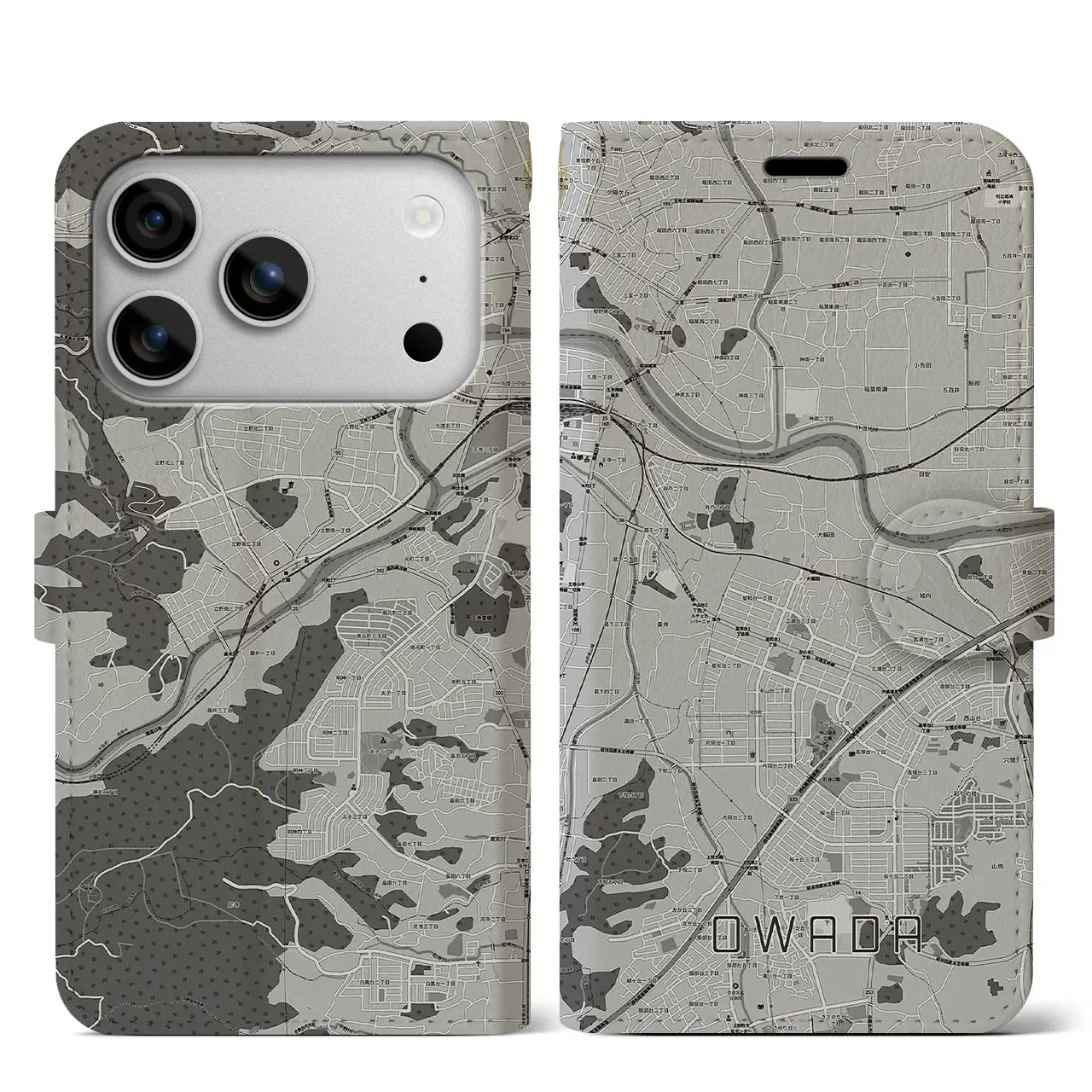 【大輪田(奈良県)】地図柄iPhoneケース(手帳タイプ)