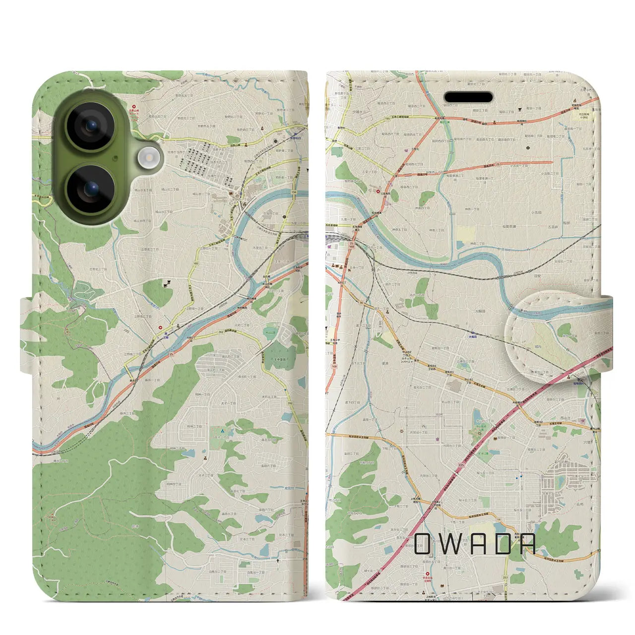 【大輪田(奈良県)】地図柄iPhoneケース(手帳タイプ)