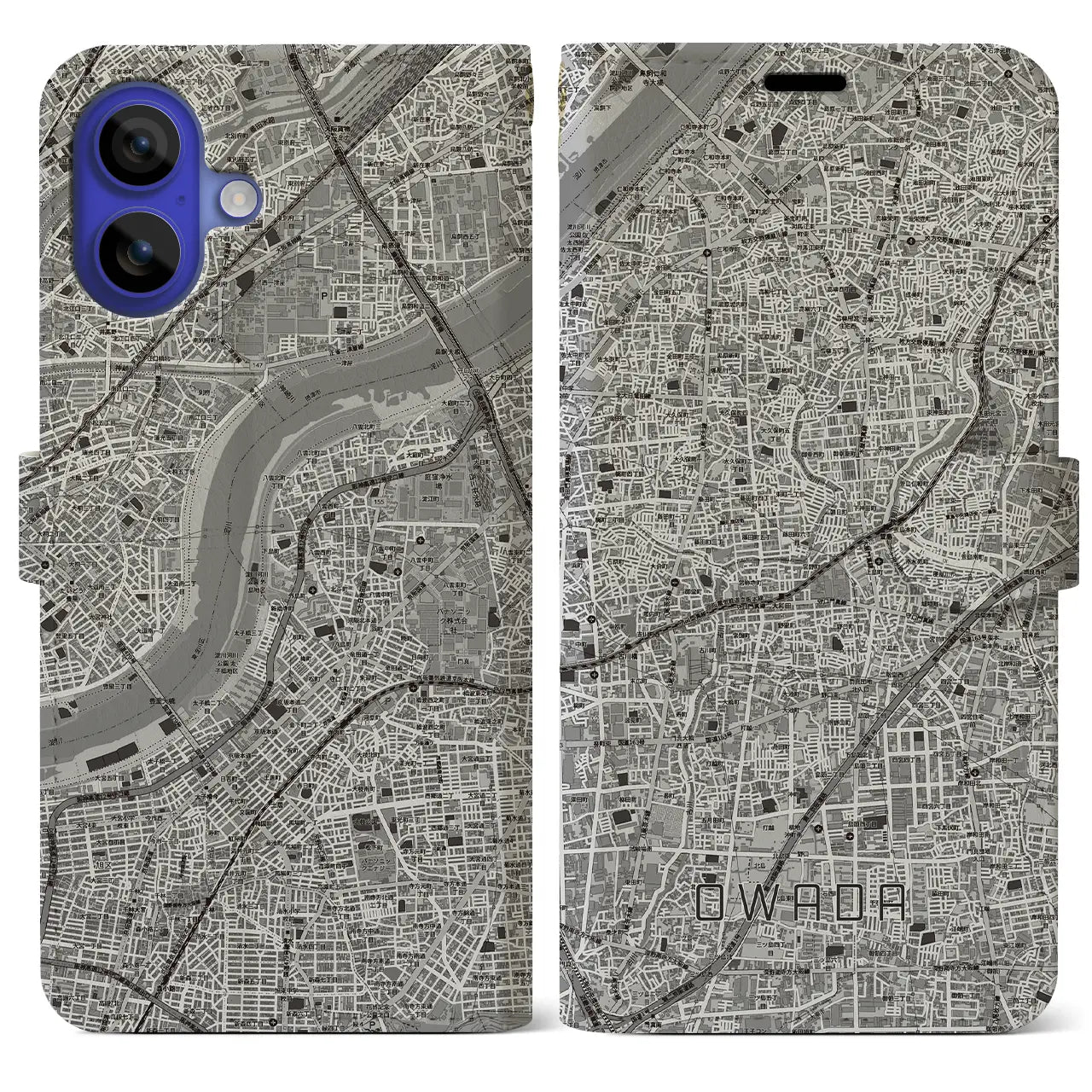 【大和田(大阪府)】地図柄iPhoneケース(手帳タイプ)