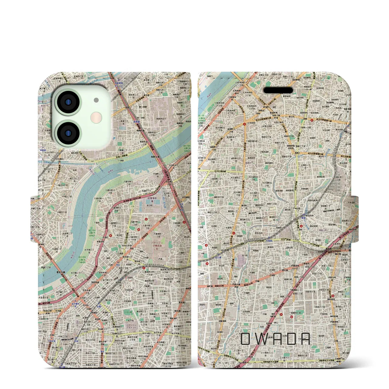 【大和田(大阪府)】地図柄iPhoneケース(手帳タイプ)