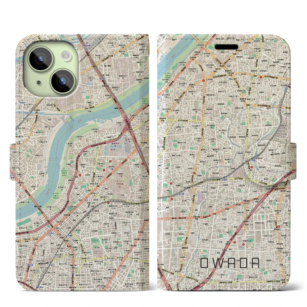 【大和田(大阪府)】地図柄iPhoneケース(手帳タイプ)