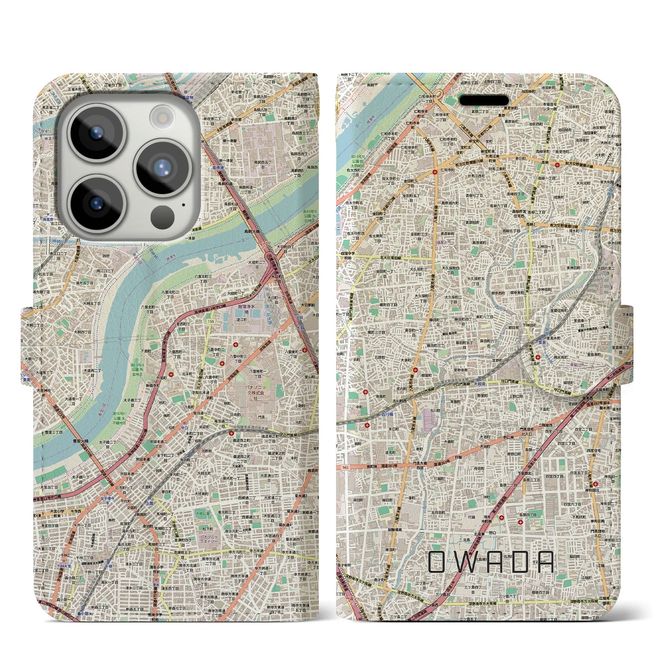 【大和田(大阪府)】地図柄iPhoneケース(手帳タイプ)