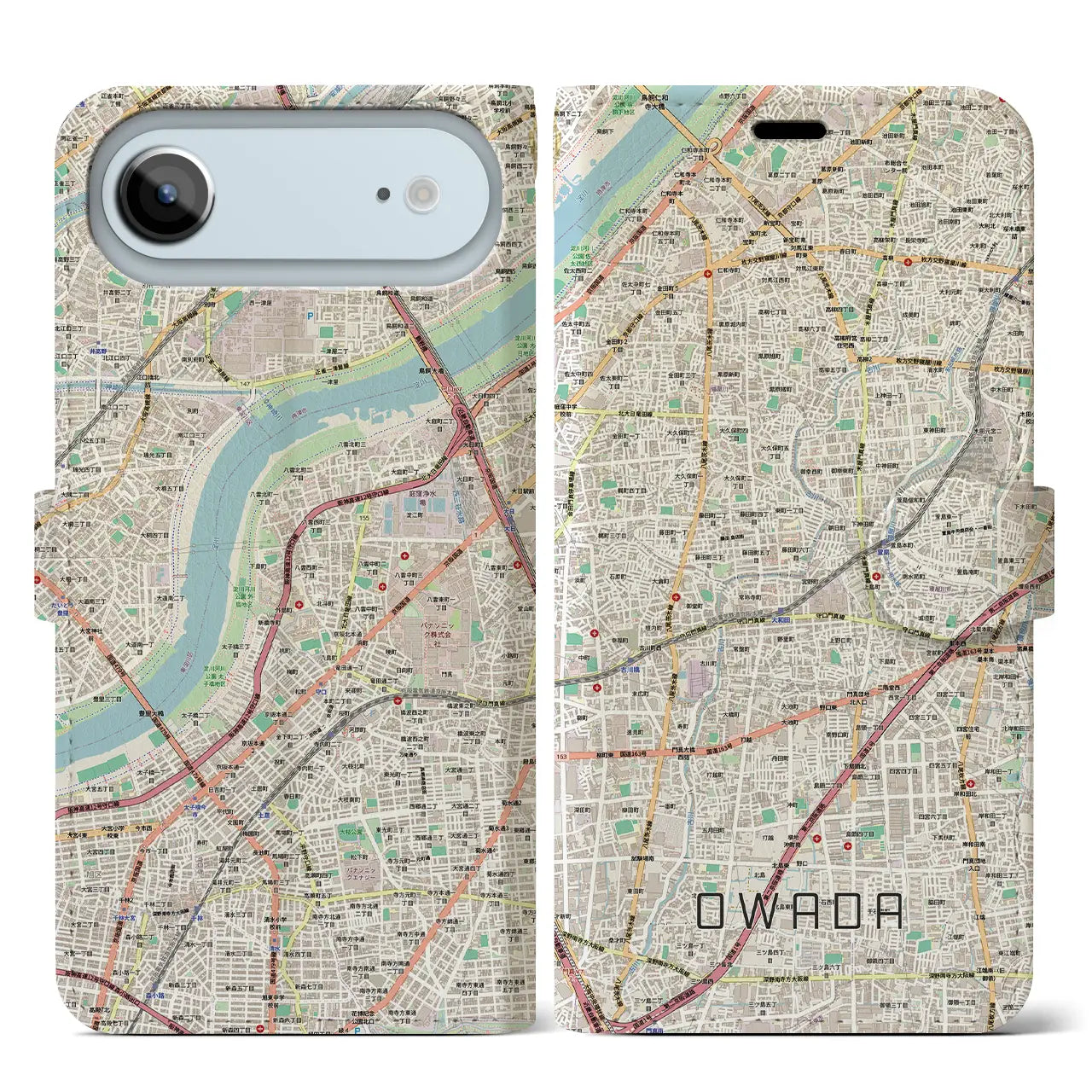 【大和田(大阪府)】地図柄iPhoneケース(手帳タイプ)