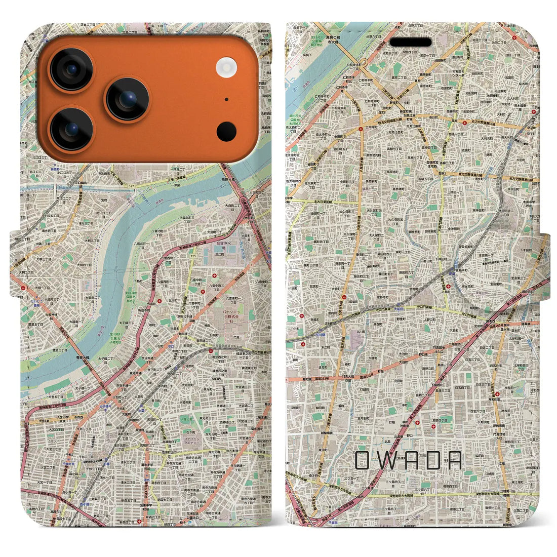 【大和田(大阪府)】地図柄iPhoneケース(手帳タイプ)