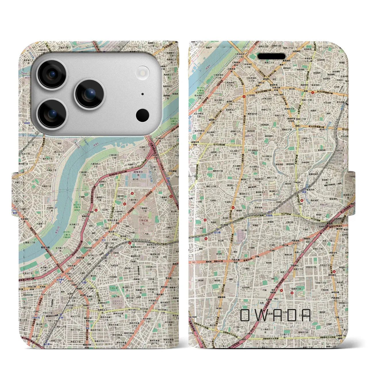 【大和田(大阪府)】地図柄iPhoneケース(手帳タイプ)