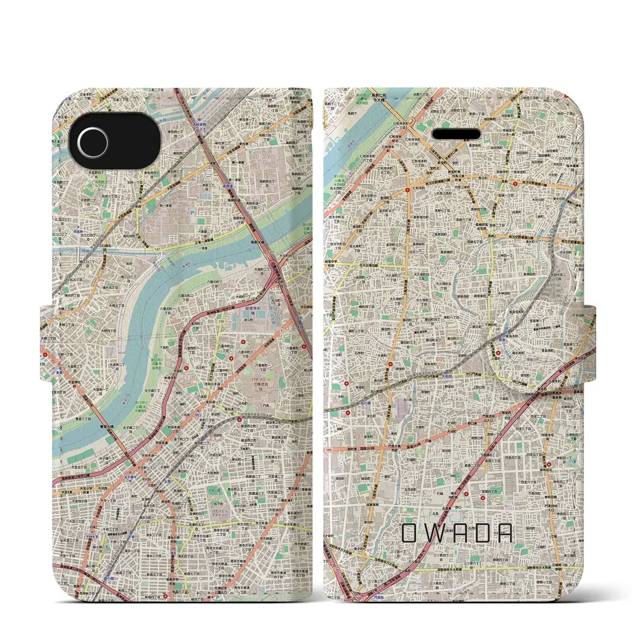 【大和田(大阪府)】地図柄iPhoneケース(手帳タイプ)