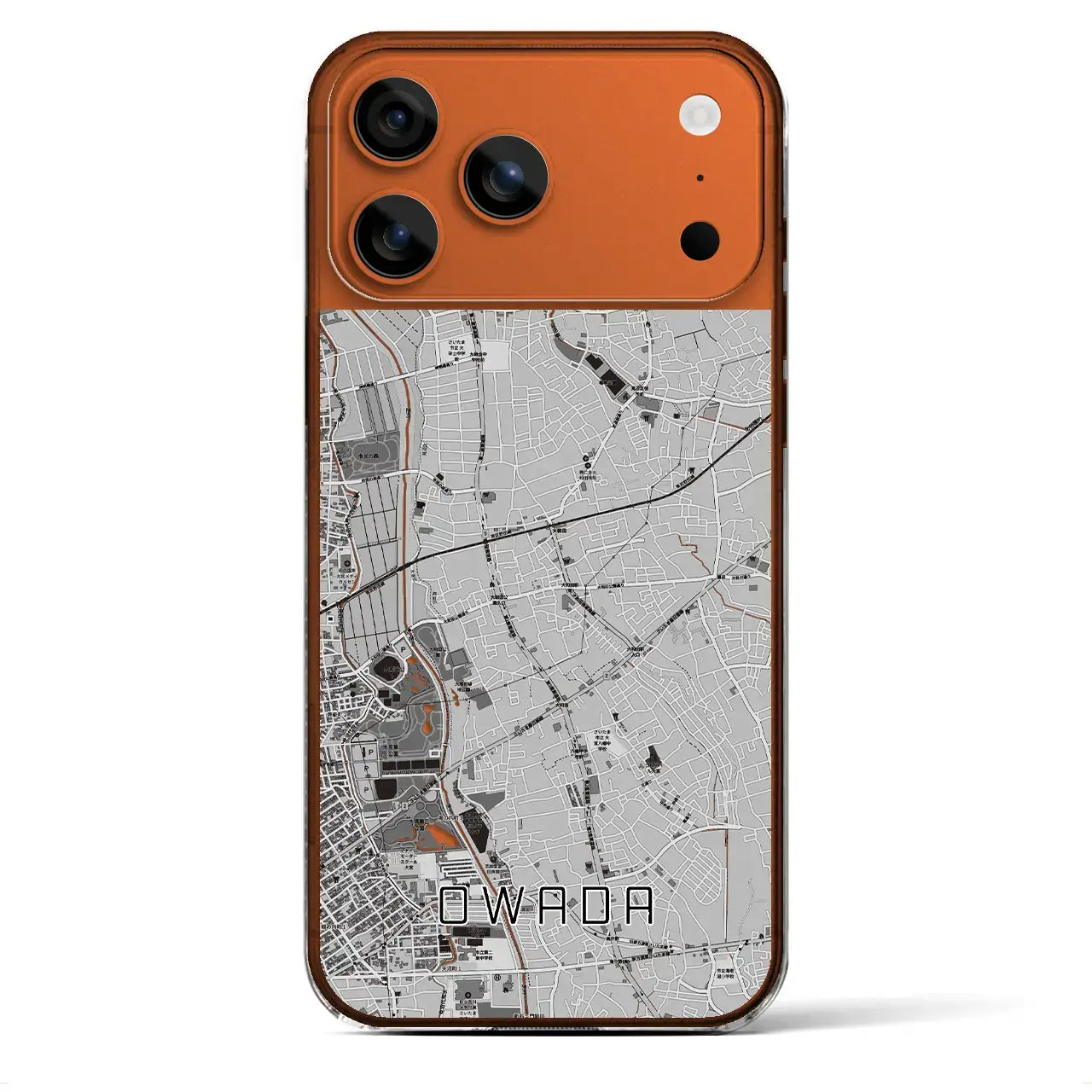 【大和田(埼玉県)】地図柄iPhoneケース(クリアタイプ)モノトーン・iPhone 17 Pro Max 用