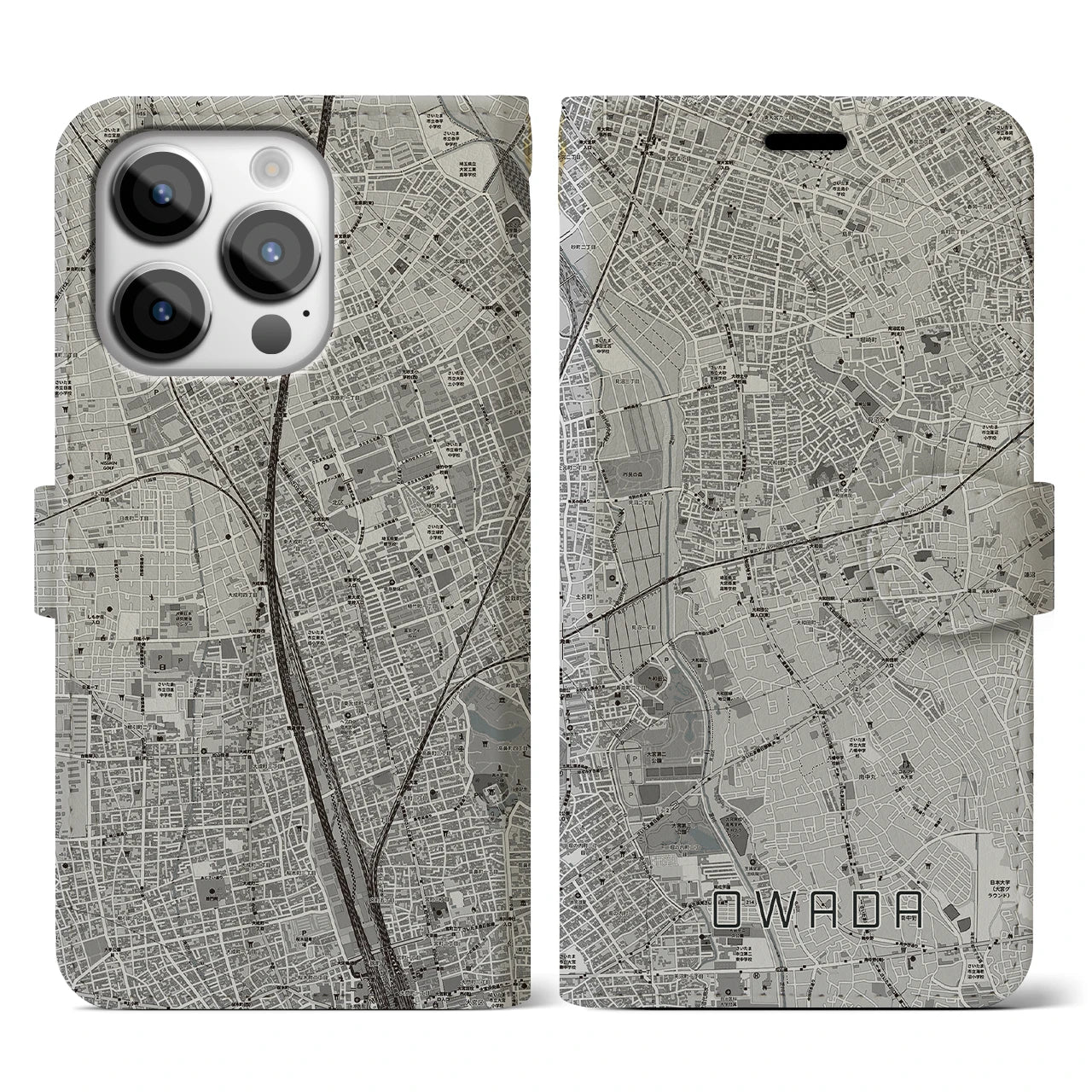 【大和田(埼玉県)】地図柄iPhoneケース(手帳タイプ)