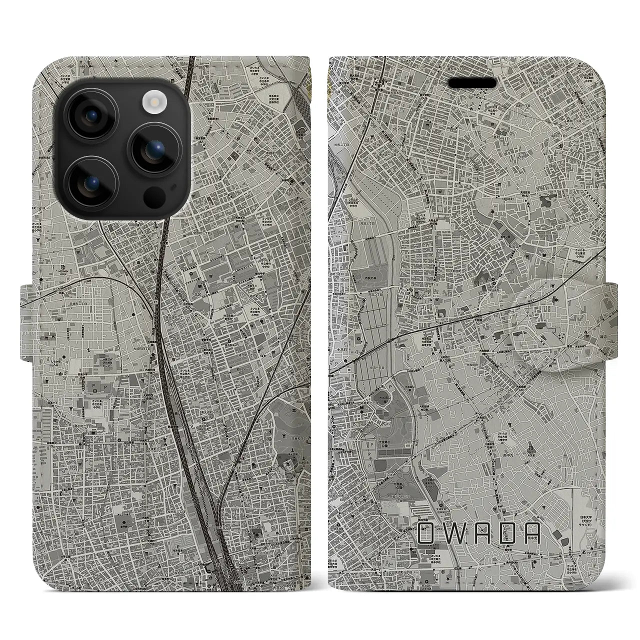 【大和田(埼玉県)】地図柄iPhoneケース(手帳タイプ)