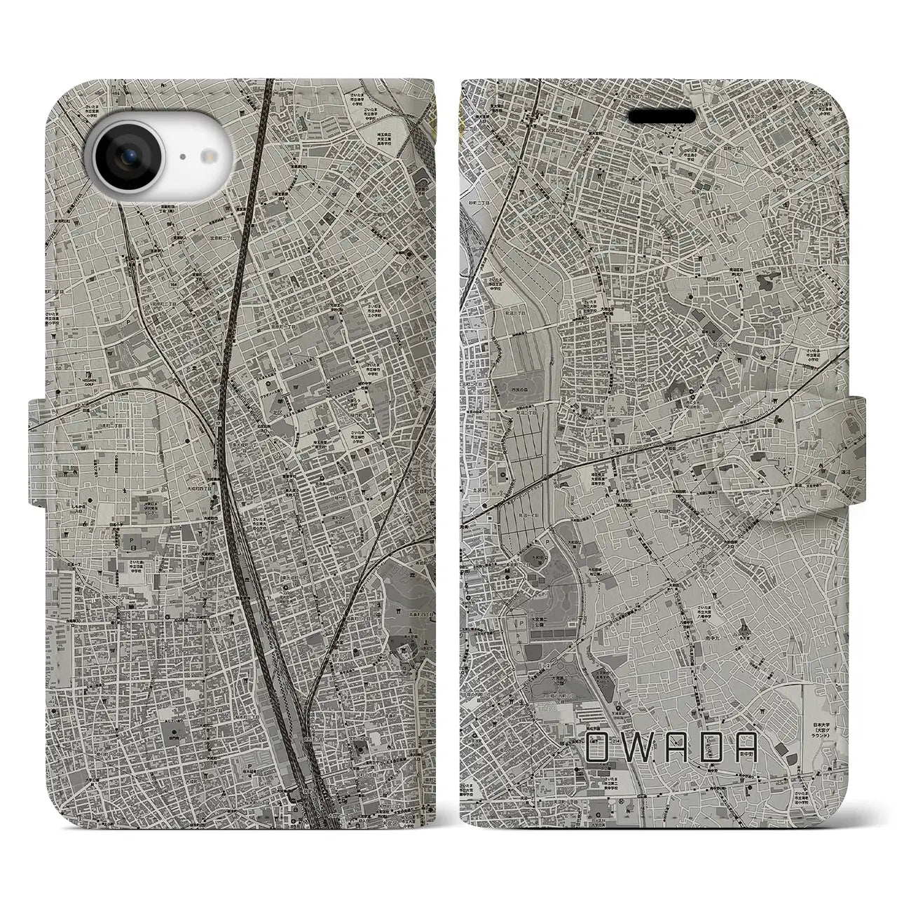 【大和田(埼玉県)】地図柄iPhoneケース(手帳タイプ)