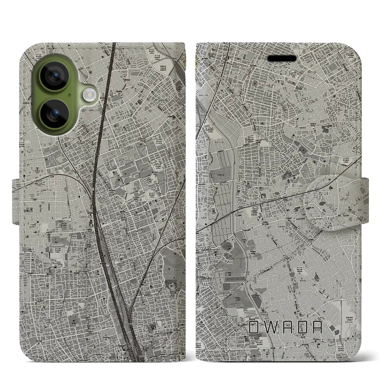 【大和田(埼玉県)】地図柄iPhoneケース(手帳タイプ)